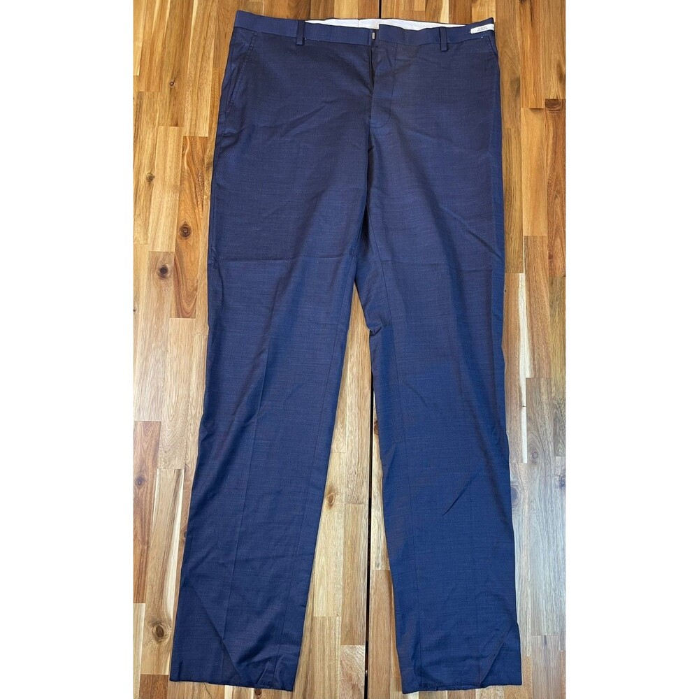 NWT Jos A Bank Men Slim Fit Dress Pants Size 38 Wool blend Flat Front - Blue